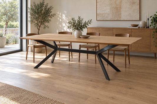 Solid oak table with anthracite grey butterfly legs - ETOILE