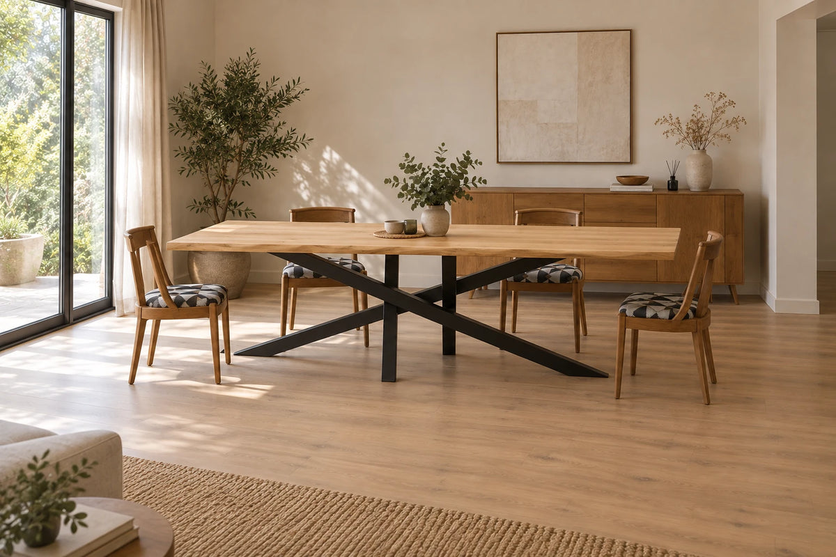 Solid oak table with black Mikado legs - SOLEIL