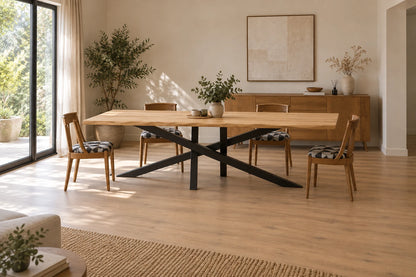 Solid oak table with black Mikado legs - SOLEIL